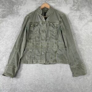 Lucky Brand Utility Jacket Womens Medium Green Military Button Up Y2K Boho